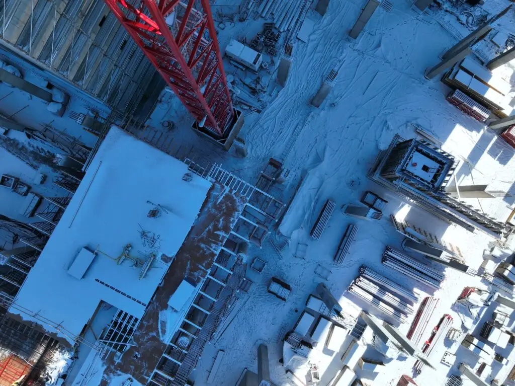 Construction drone services aerial view of construction site by Wet Dog Drones